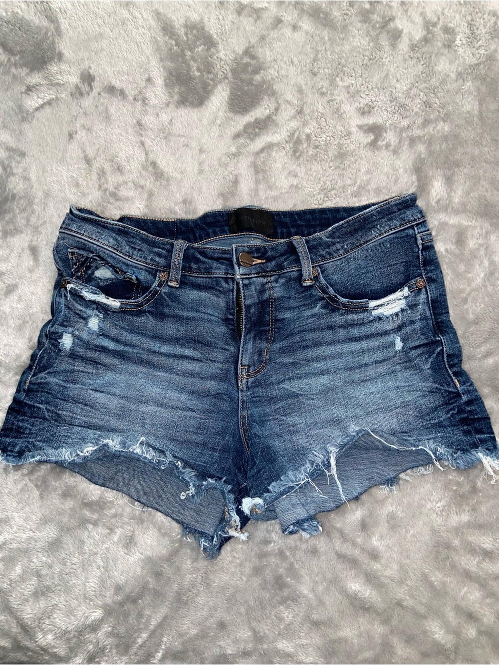 Buckle Dark Blue Distressed Denim Cutoff Shorts
